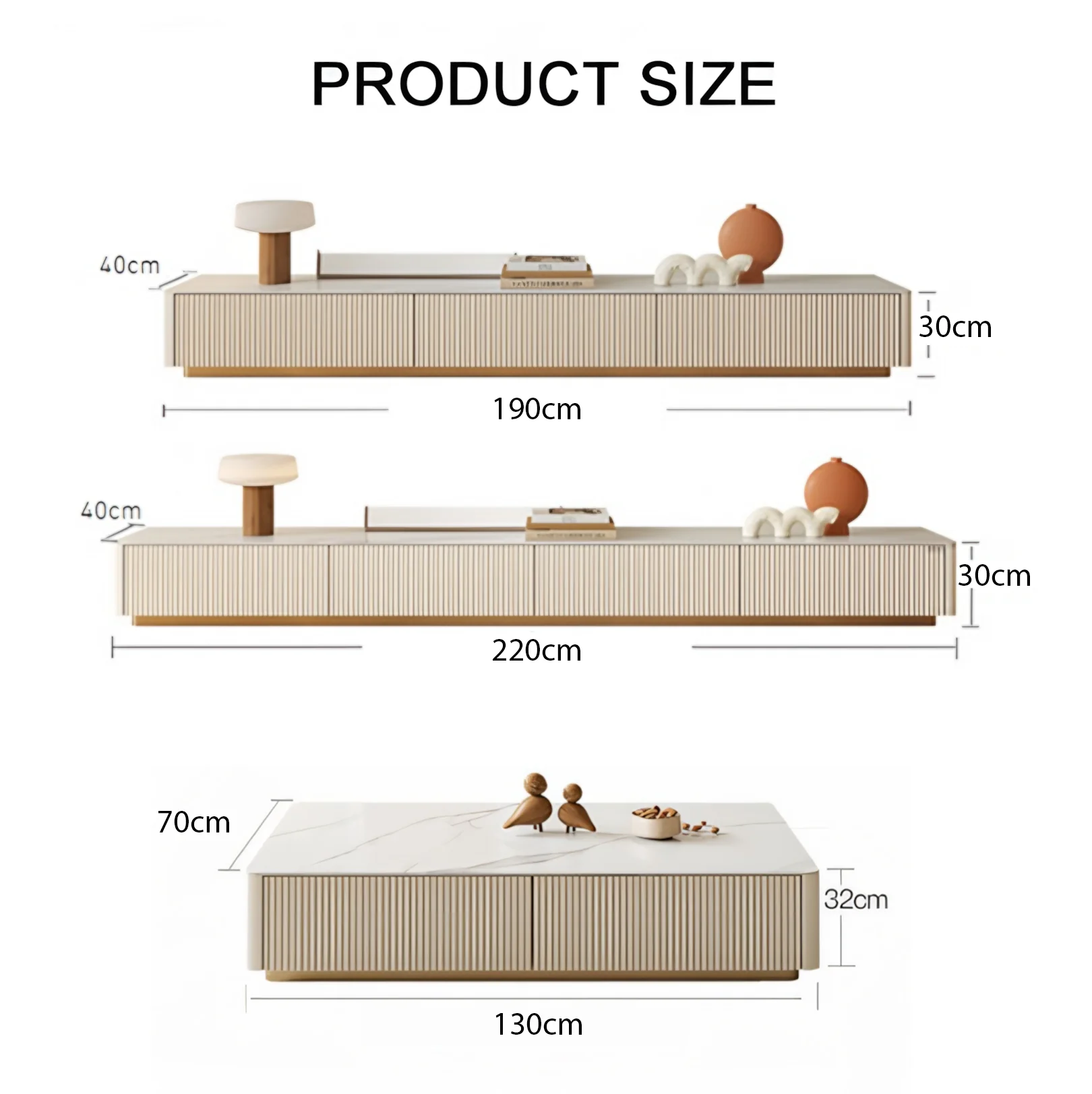 Abigail Stylish TV Stand, Sintered Stone, Cream - Image 9