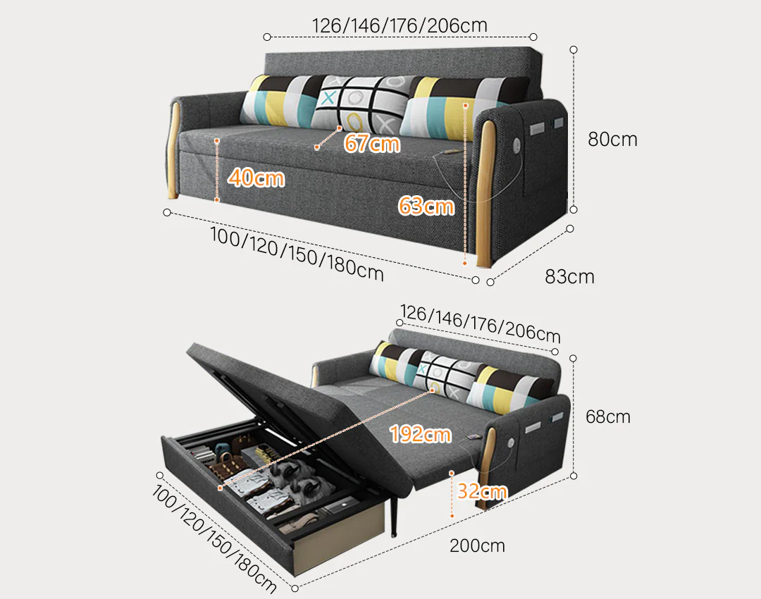Abner Two Seater Sofa Bed - Image 15