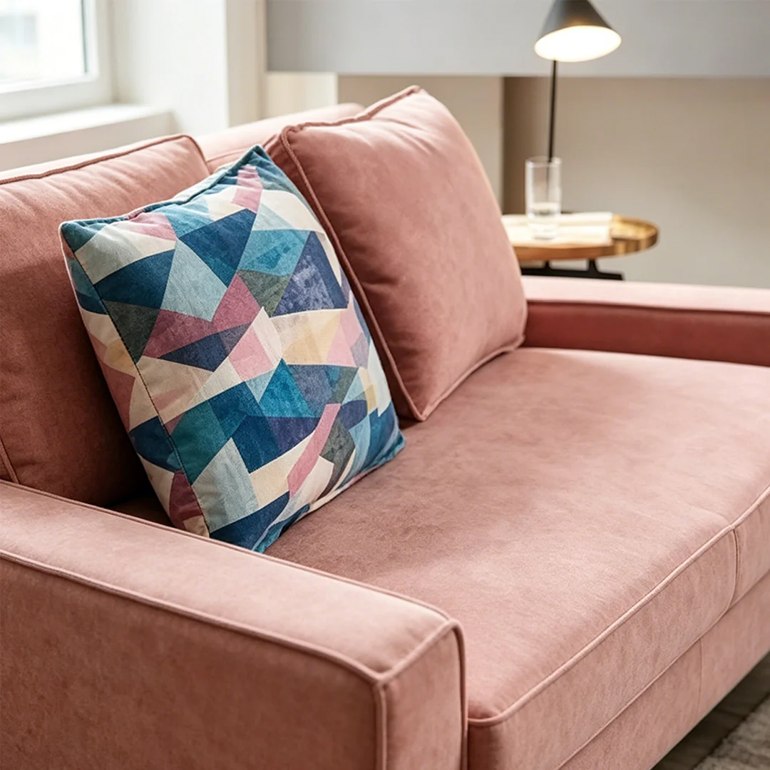 Adnan L Shape Three Seater Corner Sofa Bed, With Storage, Blue & Pink - Image 10