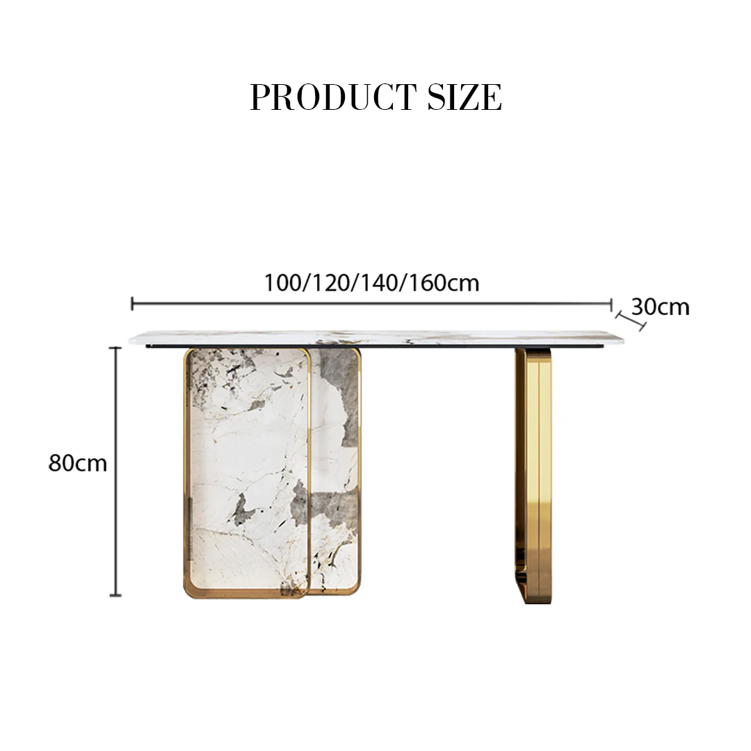 Aeta Console Table, Stone Top With Black Frame - Image 6