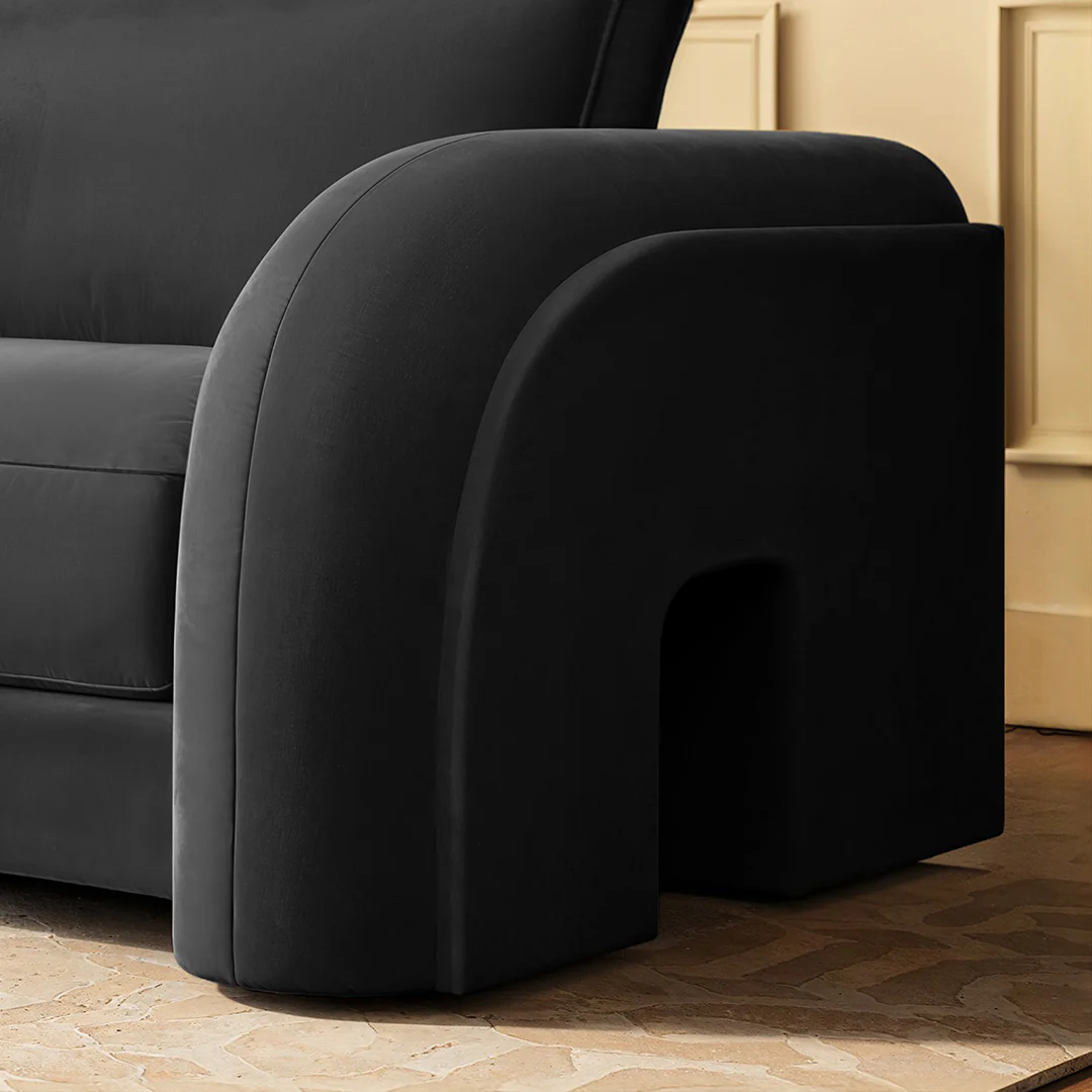 Afolabi Curved Two Seater Sofa, Velvet - Image 3