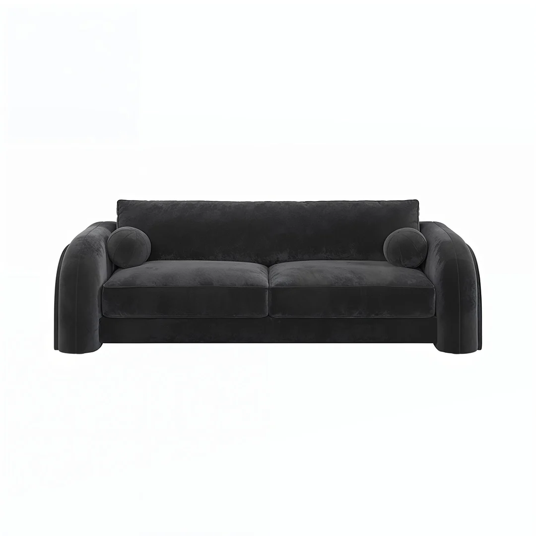 Afolabi Curved Two Seater Sofa, Velvet - Image 6