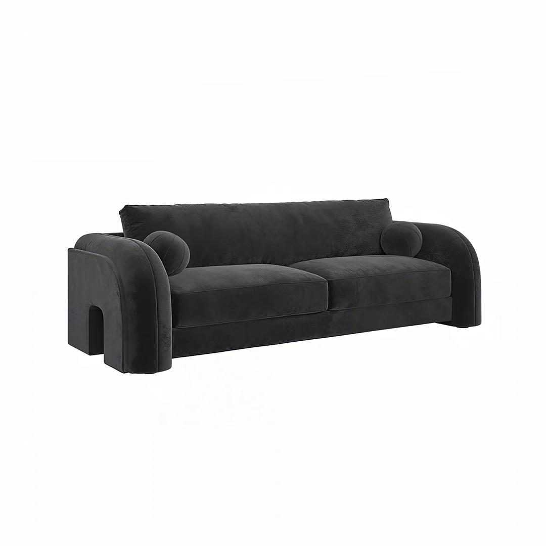 Afolabi Curved Two Seater Sofa, Velvet - Image 7