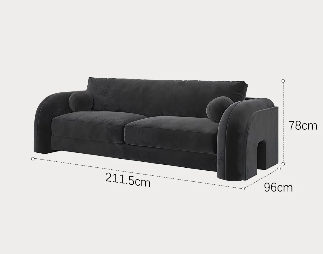 Afolabi Curved Two Seater Sofa, Velvet - Image 9