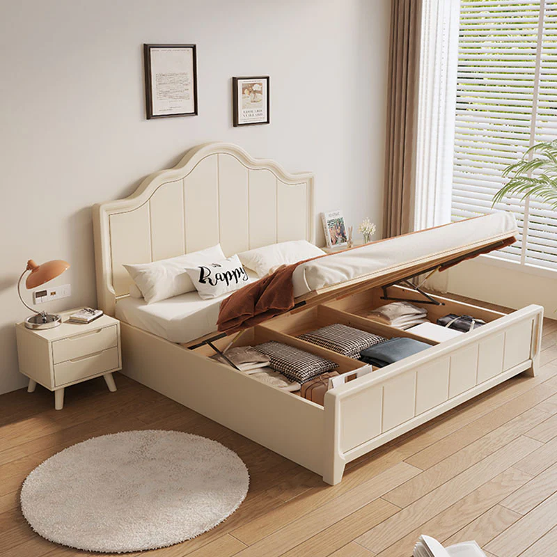 Agnes King Size / Super King Size Bed With Storage, Cream - Image 3