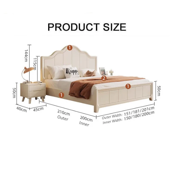 Agnes King Size / Super King Size Bed With Storage, Cream - Image 6