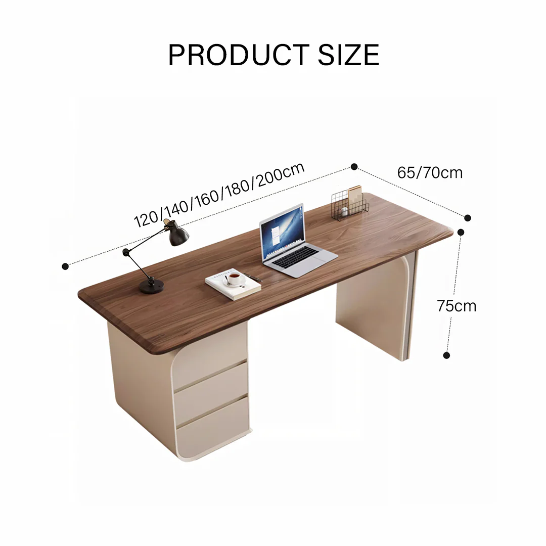 Ahn Office Desk With Storage, Walnut & Cream - Image 8