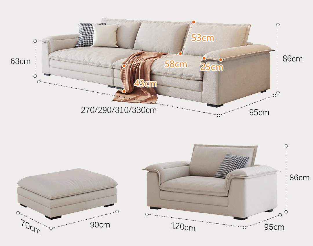Aiden Sailboat Two Seater, Three Seater Four Seater  Sofa, Suede - Image 6