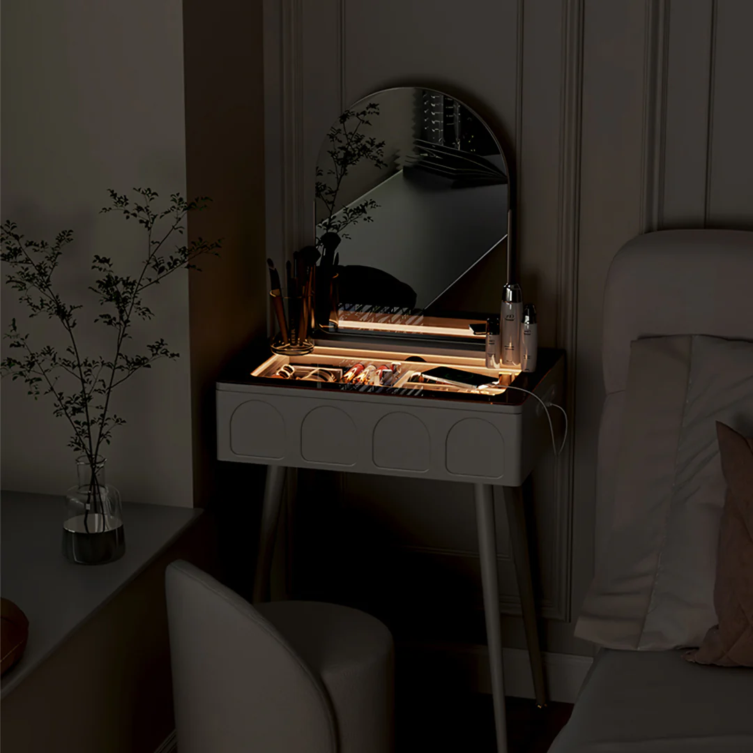 Aisha Slimline Dressing Table For Narrow Space, Cream - Image 5