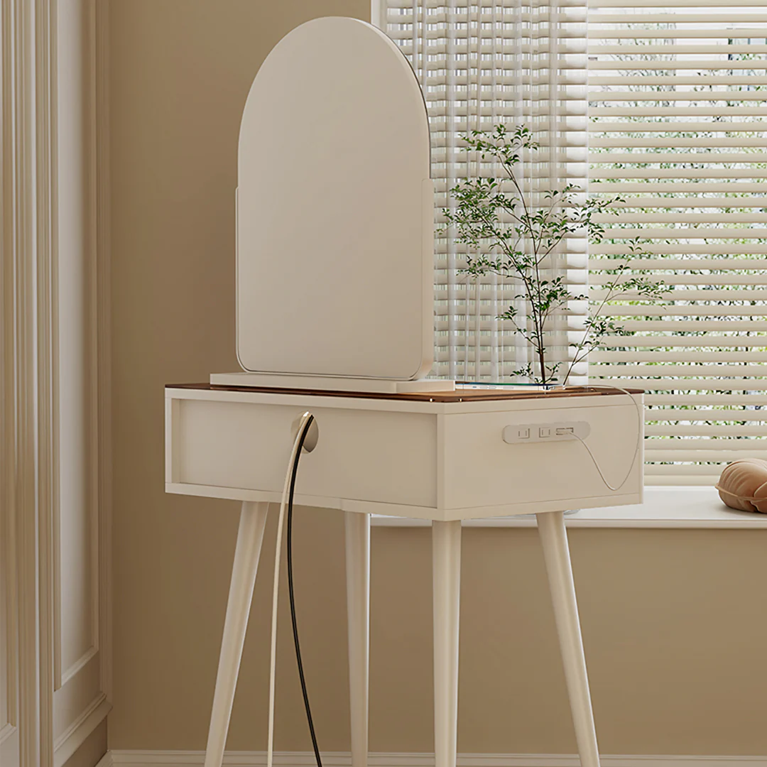 Aisha Slimline Dressing Table For Narrow Space, Cream - Image 7