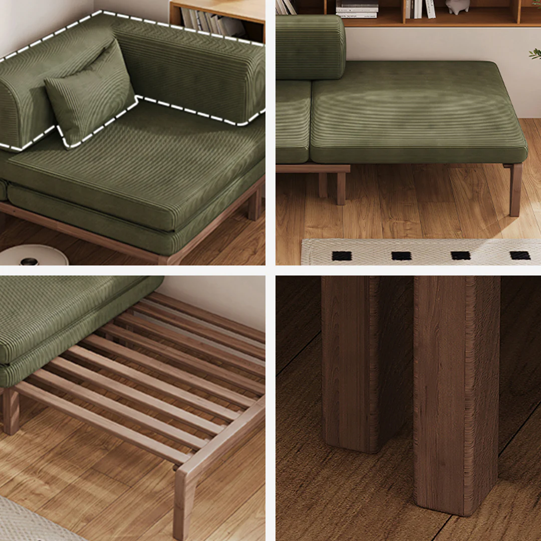 Al-Farsi Corner Sofa Bed, Single Sofa Chair, Corduroy - Image 10