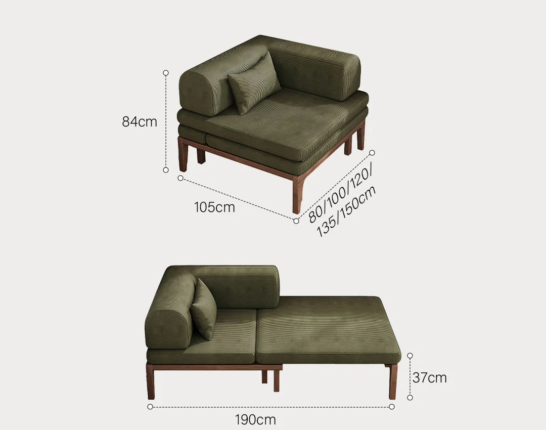 Al-Farsi Corner Sofa Bed, Single Sofa Chair, Corduroy - Image 12