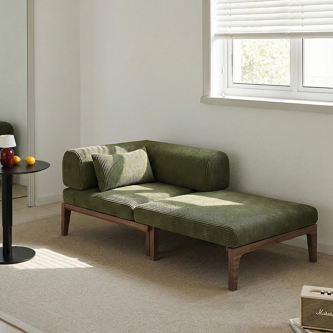 Al-Farsi Corner Sofa Bed, Single Sofa Chair, Corduroy - Image 2