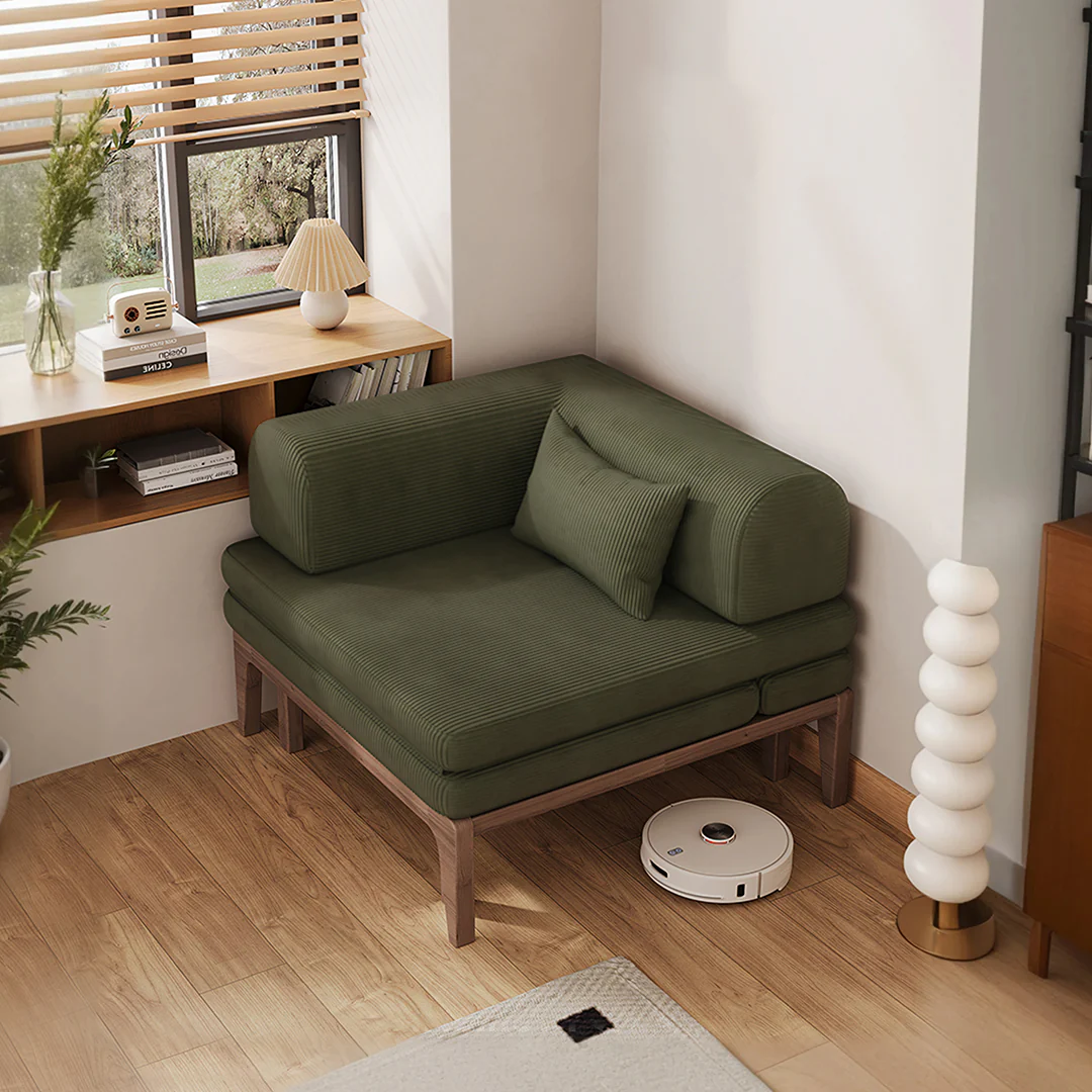Al-Farsi Corner Sofa Bed, Single Sofa Chair, Corduroy - Image 4