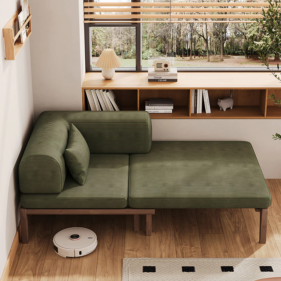 Al-Farsi Corner Sofa Bed, Single Sofa Chair, Corduroy - Image 6
