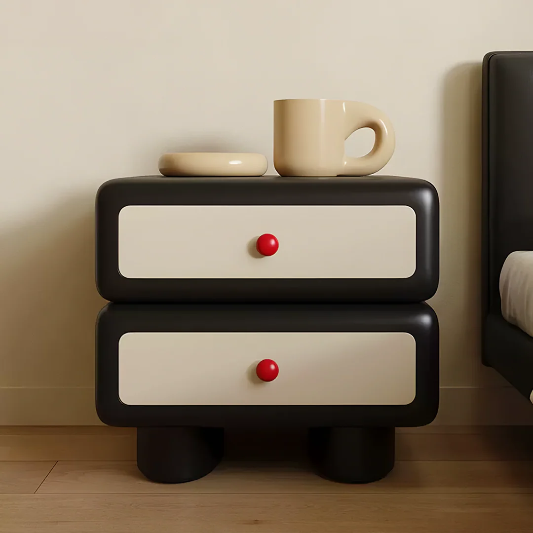 Alicia Wood Bedside Table, Cream - Image 2