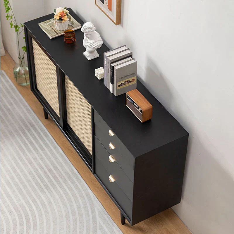 Allson Rattan Sideboard with 4 Drawers, Pine Wood - Image 4