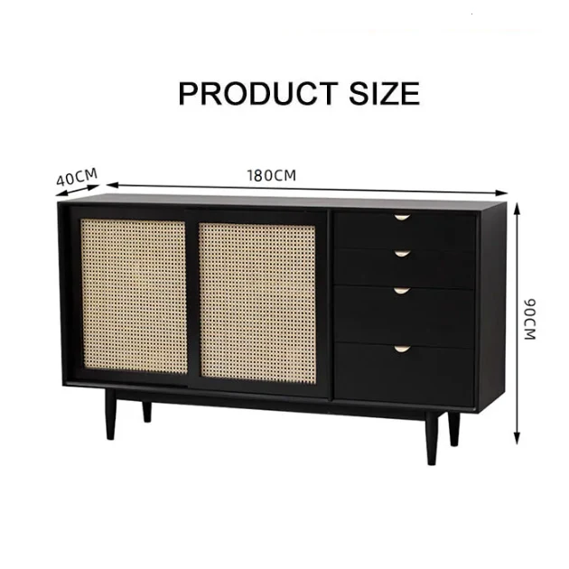 Allson Rattan Sideboard with 4 Drawers, Pine Wood - Image 6