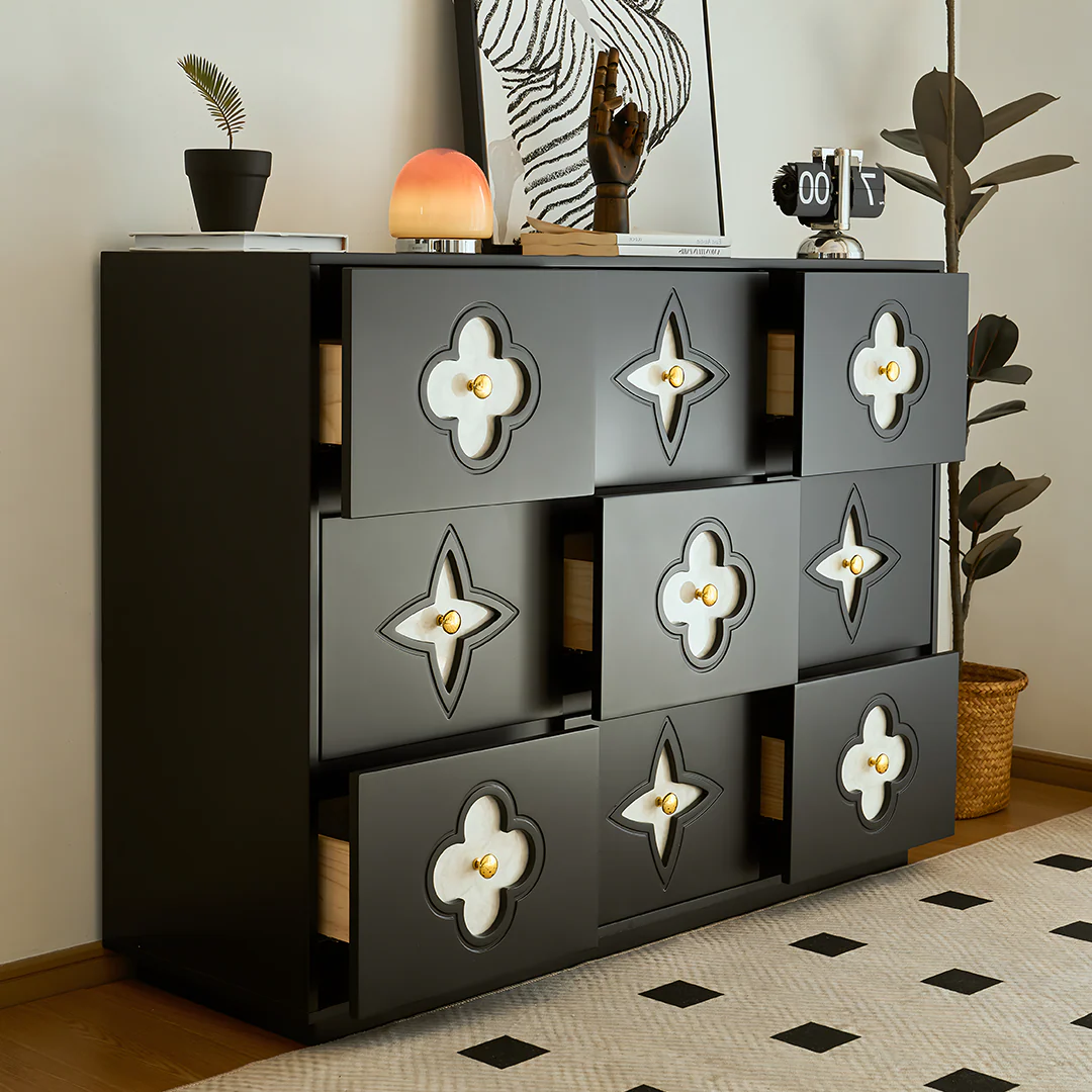 Amalia Narrow Sideboard, Art Deco Sideboard, Black - Image 2