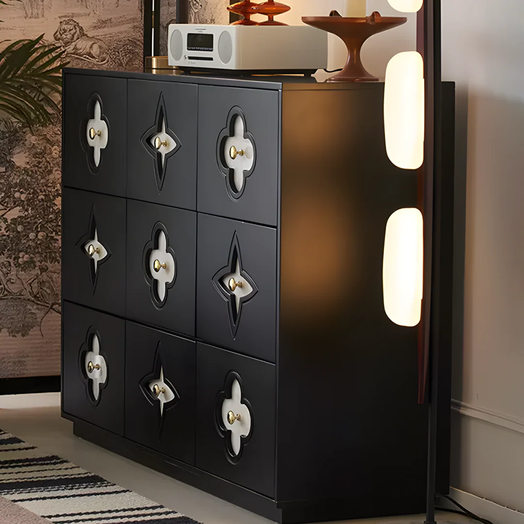 Amalia Narrow Sideboard, Art Deco Sideboard, Black - Image 6