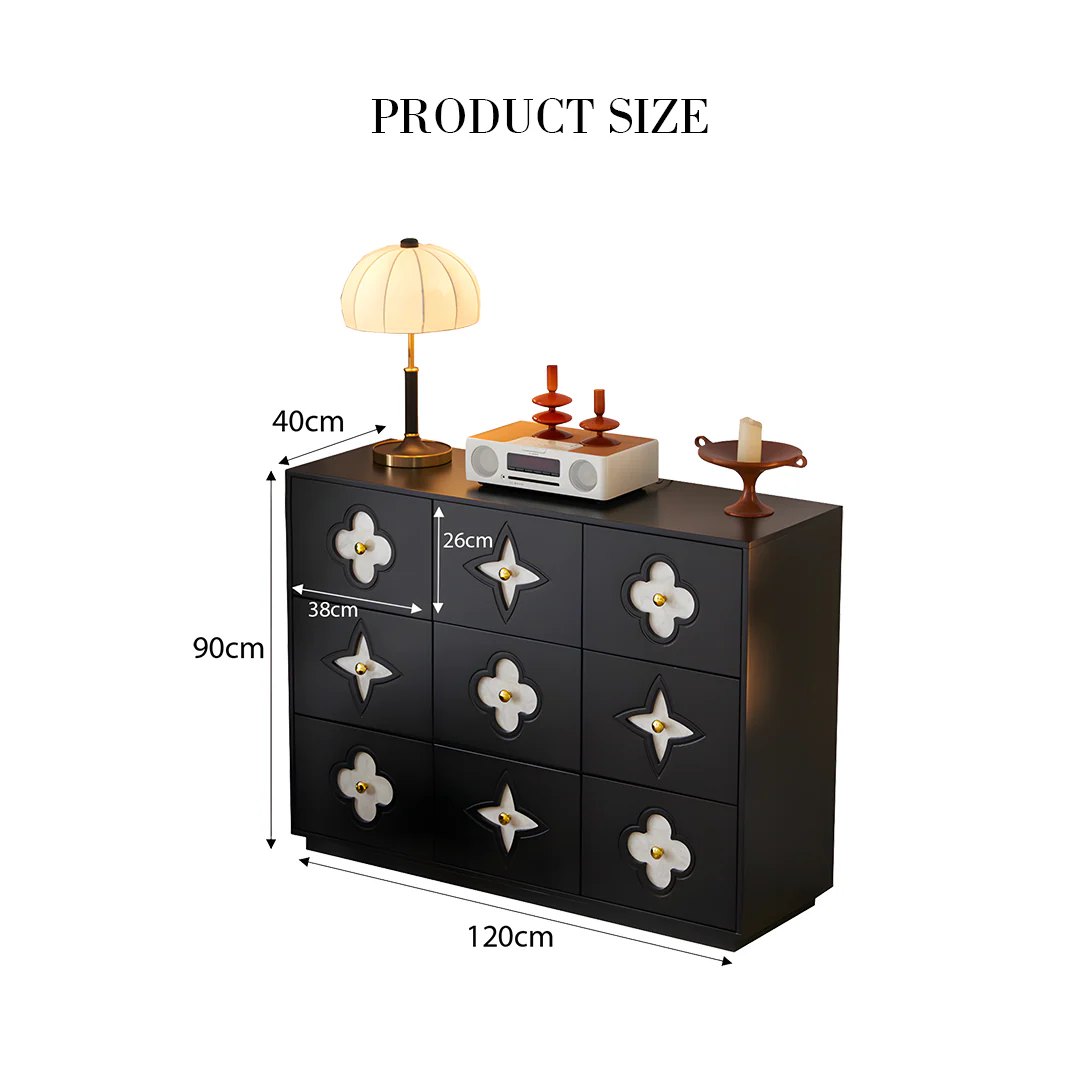 Amalia Narrow Sideboard, Art Deco Sideboard, Black - Image 7