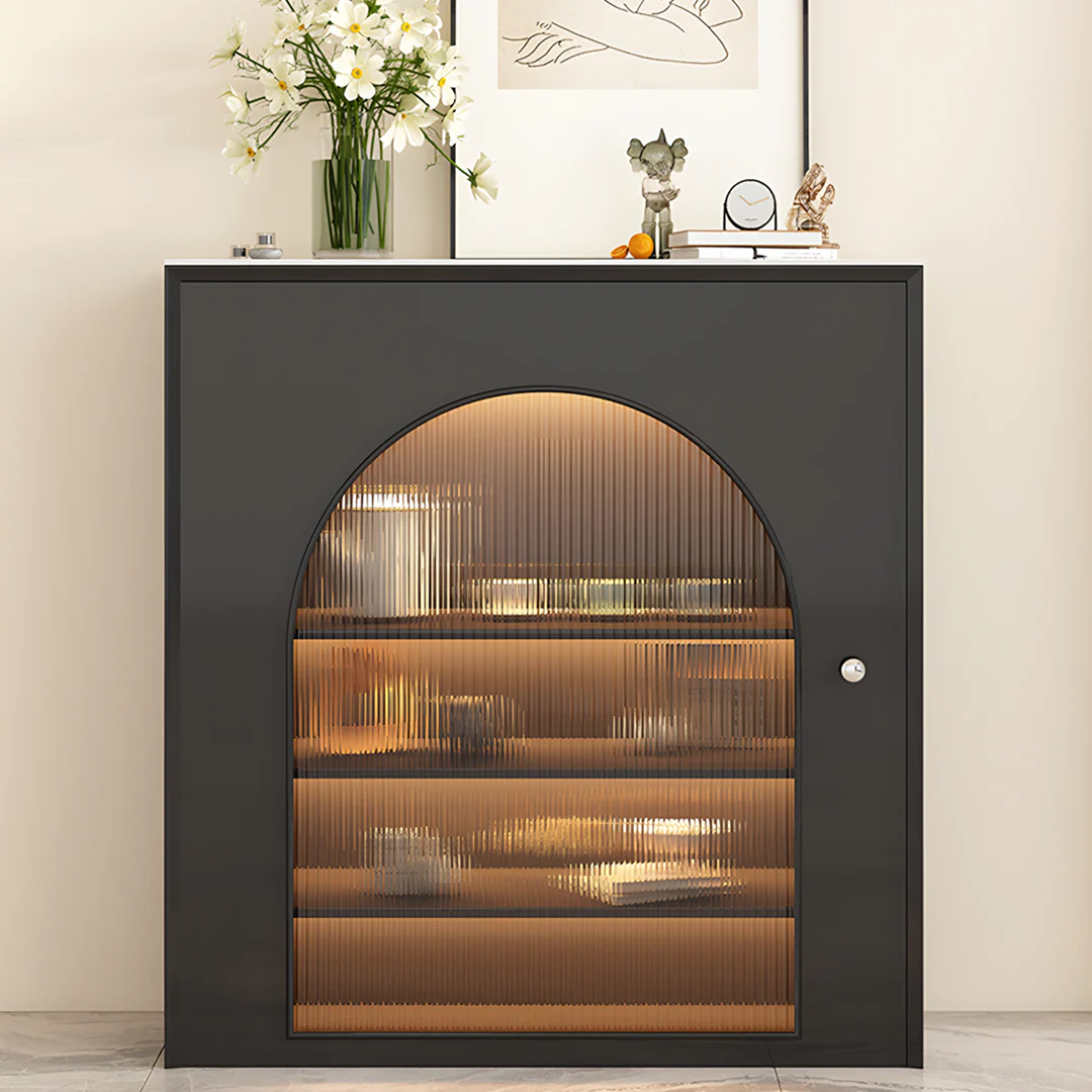 Amanda Slim Sideboard With Glass Door, Black - Image 3