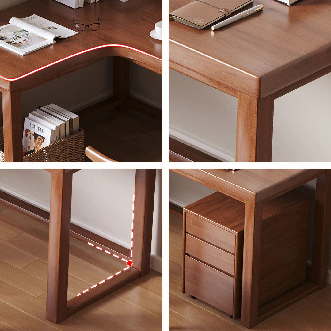 Amari L Shape Office Desk With Chest of Drawers, More Colors - Image 4