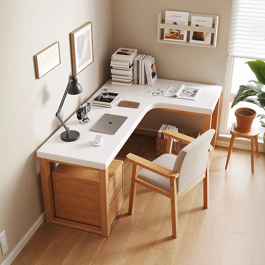 Amari L Shape Office Desk With Chest of Drawers, More Colors - Image 6