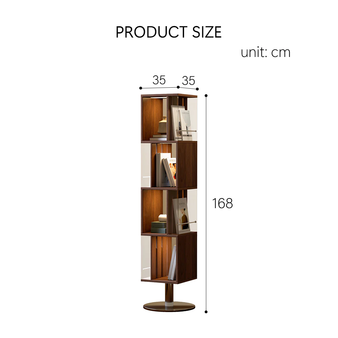 Anastasov Rotating Bookshelf, Corner Bookshelf, Solid Wood, With Light - Image 10