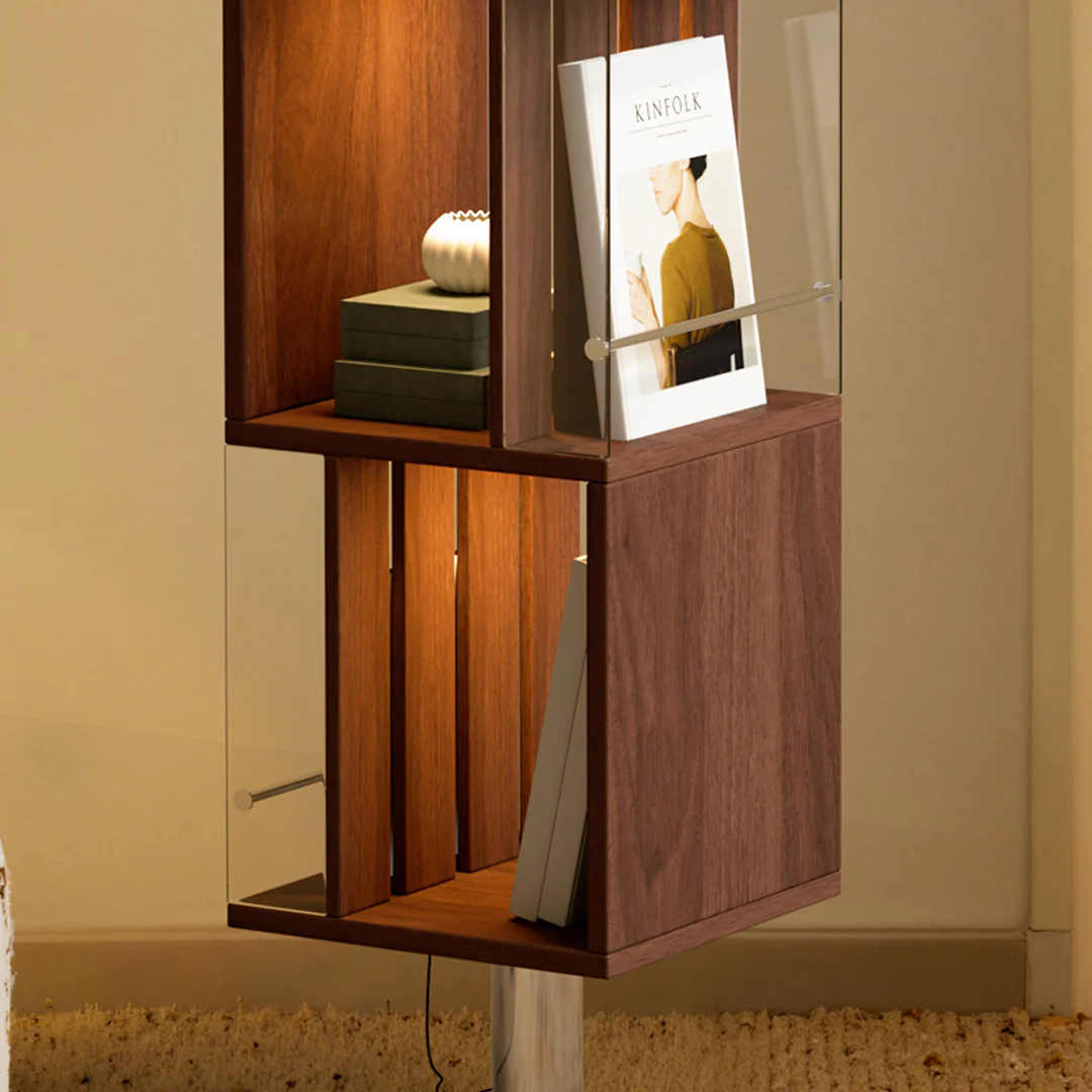 Anastasov Rotating Bookshelf, Corner Bookshelf, Solid Wood, With Light - Image 4