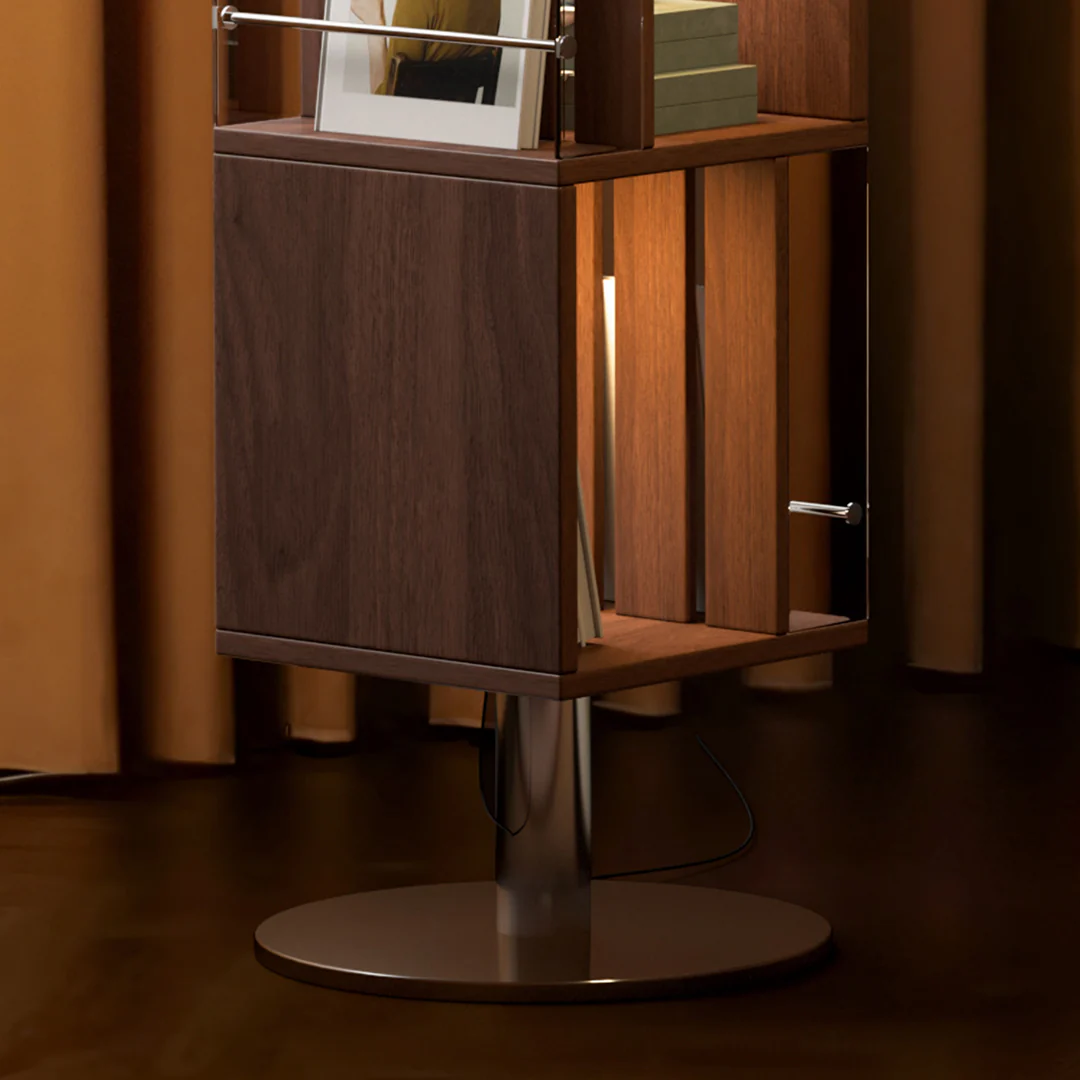 Anastasov Rotating Bookshelf, Corner Bookshelf, Solid Wood, With Light - Image 9
