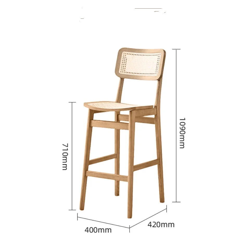 Anya Bar Stool, Rattan & Solid Wood - Image 7