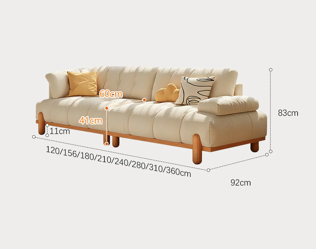 Ariadna Comfy Two Seater, Three Seater Sofa, Suede, Cream - Image 8