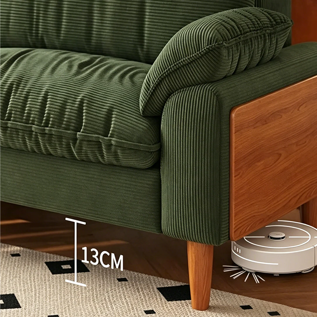 Rodríguez Two Seater, Three Seater, Four Seater Corduroy Sofa, Green, Ash Wood - Image 5
