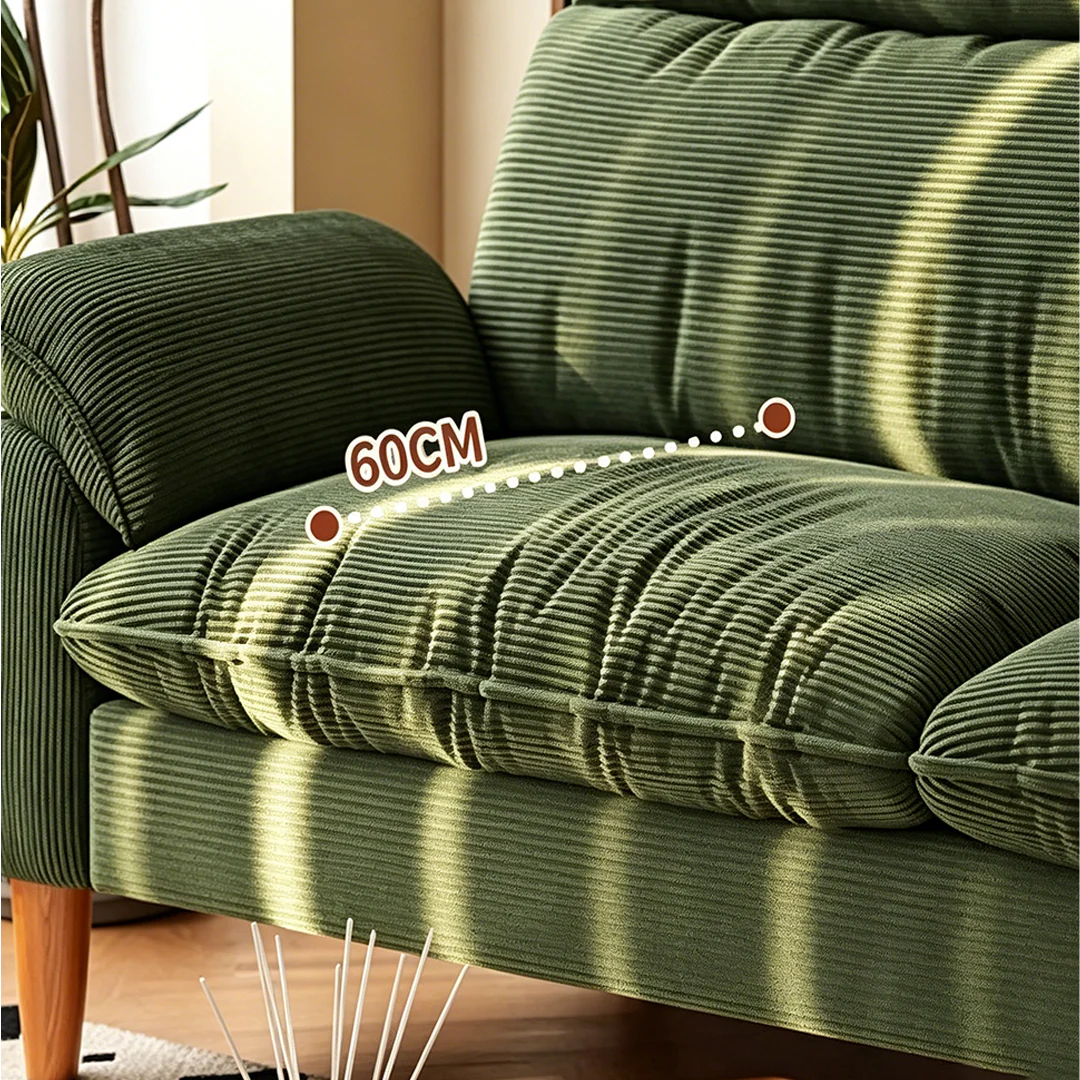 Rodríguez Two Seater, Three Seater, Four Seater Corduroy Sofa, Green, Ash Wood - Image 6