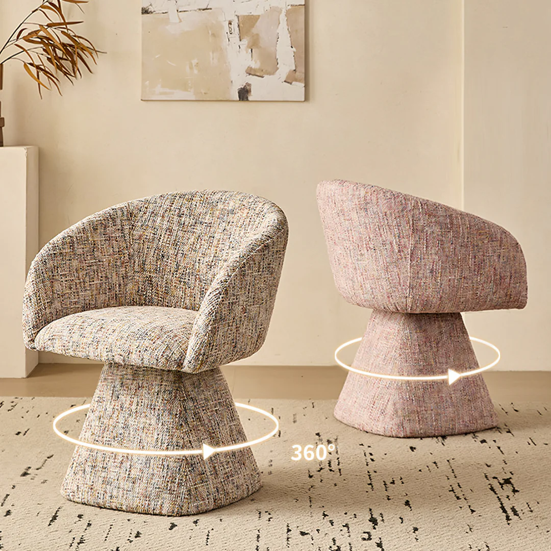 Artisan Swivel Accent Chair, Dining Chair, Linen or Boucle - Image 2