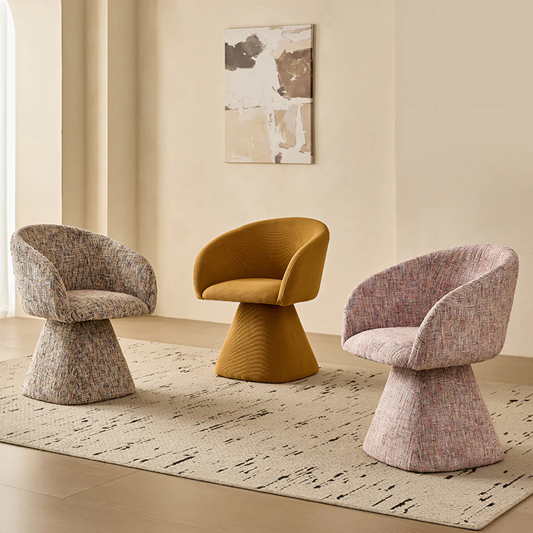 Artisan Swivel Accent Chair, Dining Chair, Linen or Boucle - Image 6