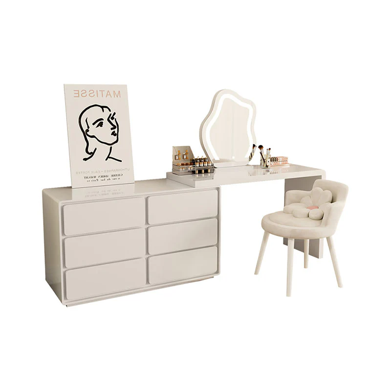 Aubrey Dressing Table Set With Side Drawer, Cream - Image 4
