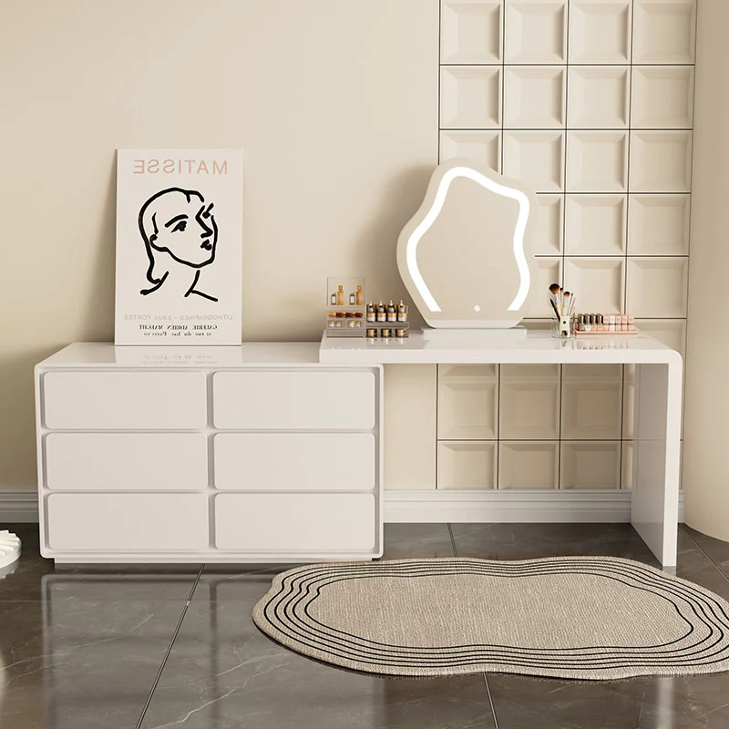 Aubrey Dressing Table Set With Side Drawer, Cream - Image 5