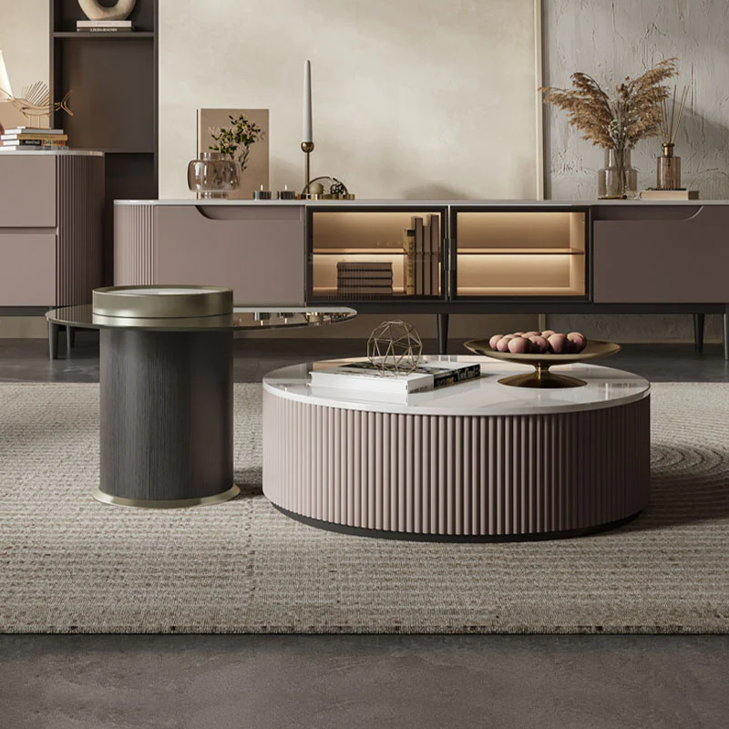 Avery Nesting Coffee Table Set, Round, with Storage, Glass - Image 4