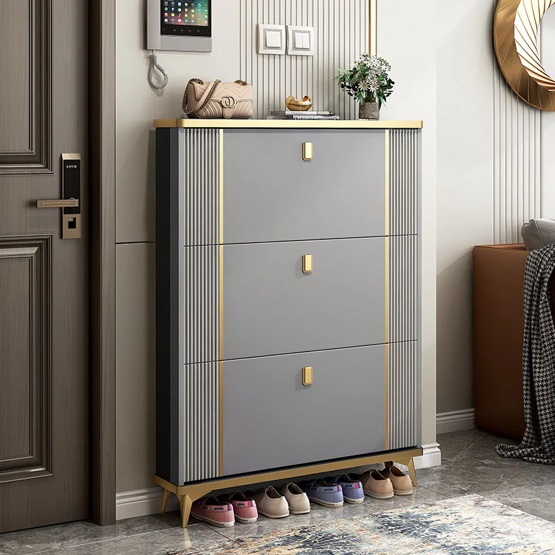 Ayling Shoe Storage, White and Grey - Image 3