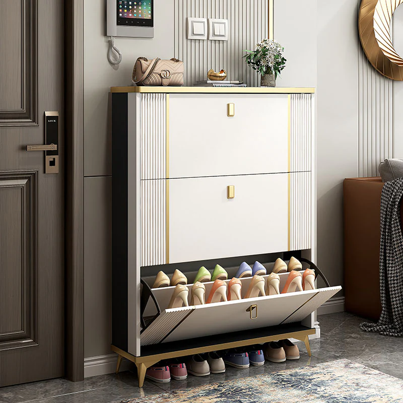 Ayling Shoe Storage, White and Grey - Image 5