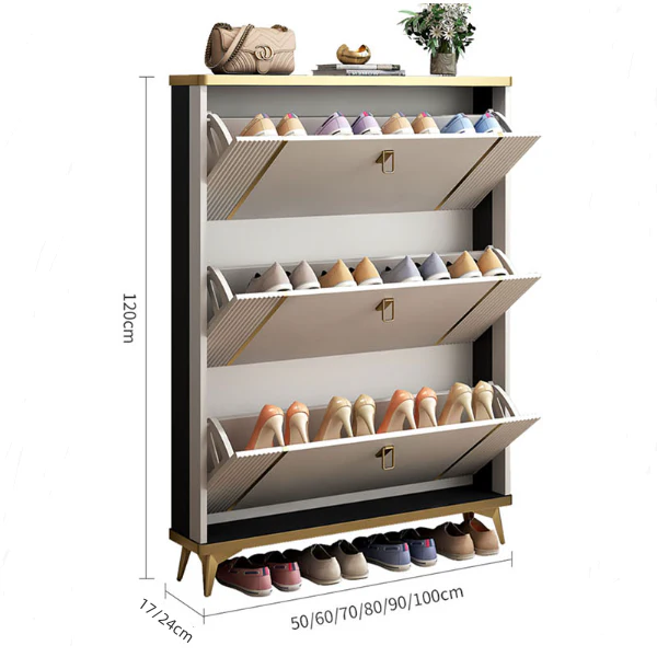 Ayling Shoe Storage, White and Grey - Image 6