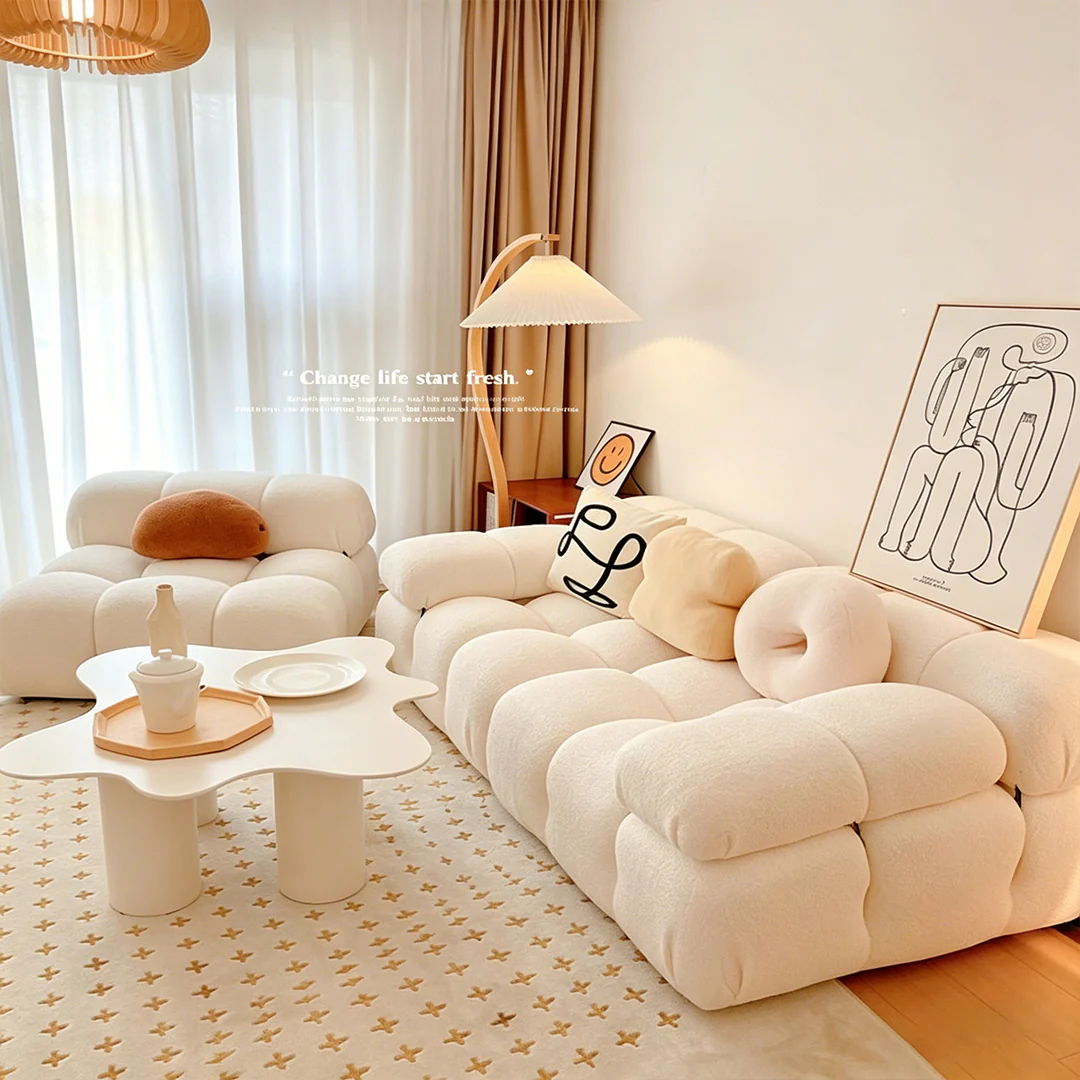 B&B Camaleonda Style Two Seater, Three Seater, Three Seater Corner Sofa, White, Boucle - Image 17