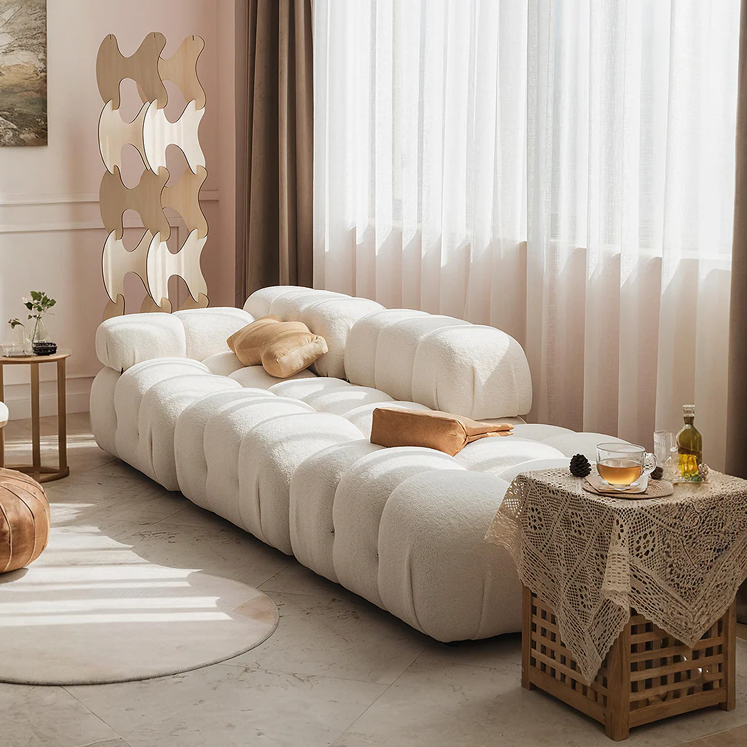 B&B Camaleonda Style Two Seater, Three Seater, Three Seater Corner Sofa, White, Boucle - Image 4