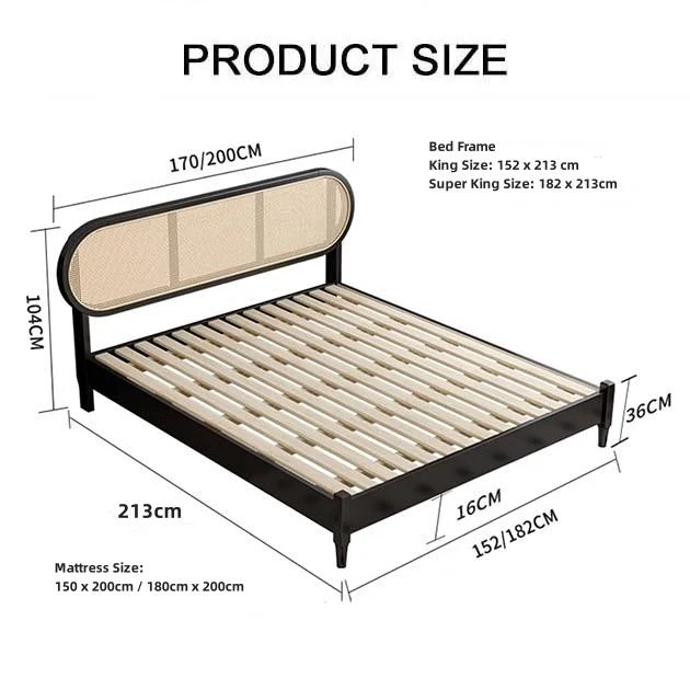 Barbara Queen Size, King Size, Super King Size Bed, Rattan - Image 8