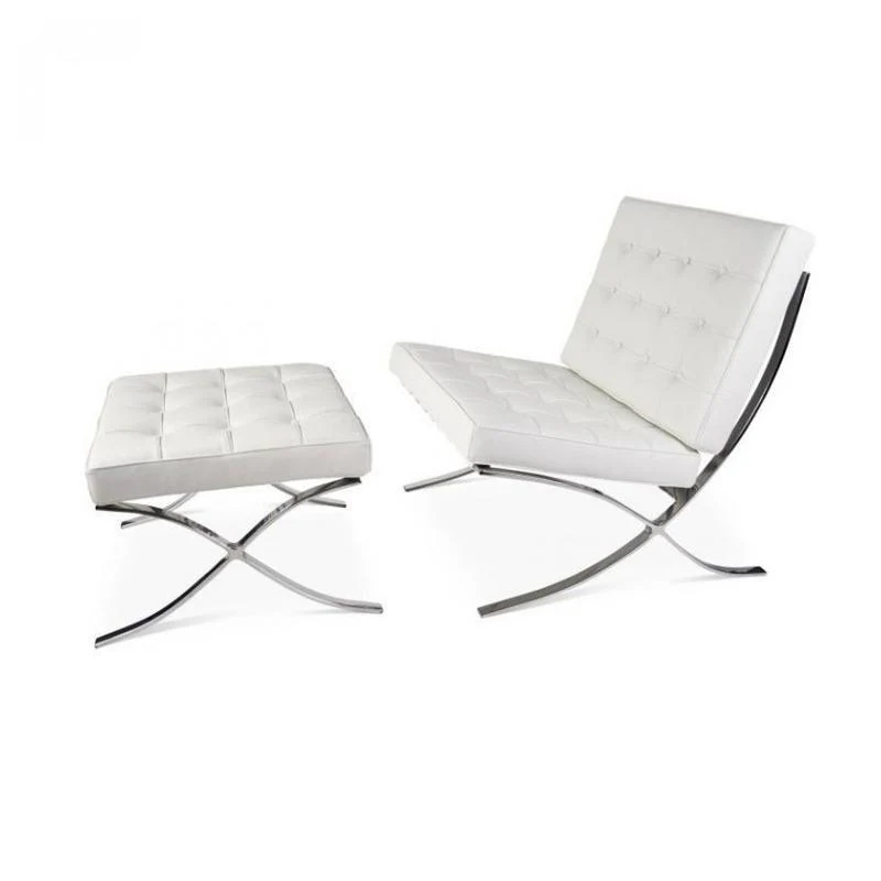 Barcelona Chair And Stool, Real Leather - Image 10