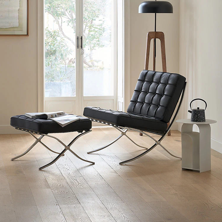 Barcelona Chair And Stool, Real Leather - Image 2