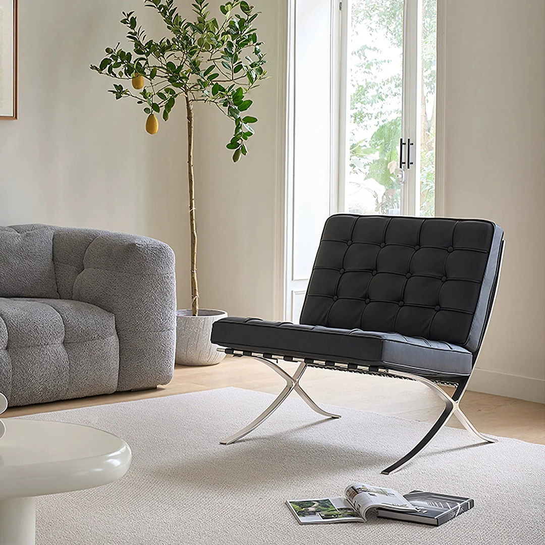 Barcelona Chair And Stool, Real Leather - Image 3