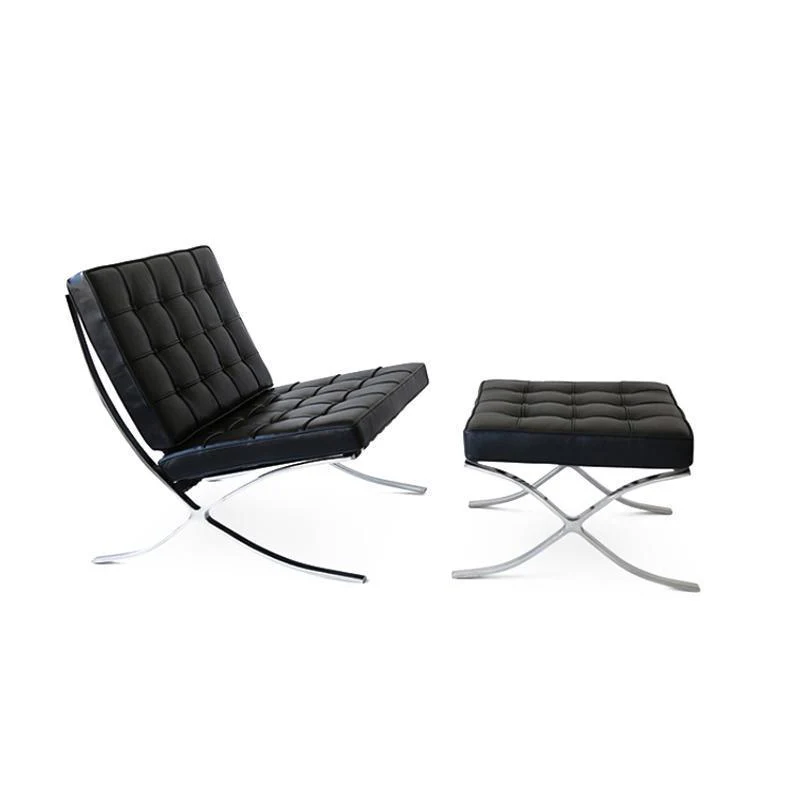 Barcelona Chair And Stool, Real Leather - Image 4